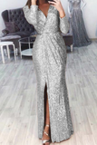Momentlover Casual Patchwork Patchwork V Neck Trumpet Mermaid Dresses(7 Colors)
