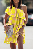 Momentlover Fashion Casual Print Patchwork Backless Oblique Collar Sleeveless Dress Dresses