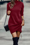 Momentlover Fashion Solid Half A Turtleneck One Step Skirt Dresses(5 Colors)