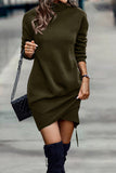 Momentlover Fashion Solid Half A Turtleneck One Step Skirt Dresses(5 Colors)