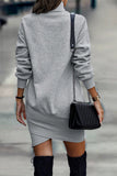 Momentlover Fashion Solid Half A Turtleneck One Step Skirt Dresses(5 Colors)