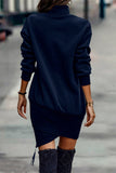 Momentlover Fashion Solid Half A Turtleneck One Step Skirt Dresses(5 Colors)