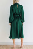 Momentlover Sweet Elegant Solid Bandage Mandarin Collar A Line Dresses