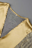 Momentlover Casual Patchwork Sequins V Neck Waist Skirt Dresses(3 Colors)