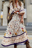 Momentlover Elegant Print Printing V Neck Printed Dress Dresses