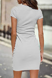 Momentlover Casual Solid Solid Color O Neck One Step Skirt Dresses