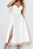 Momentlover Celebrities Elegant Solid Patchwork Strapless Irregular Dress Dresses