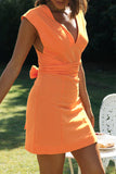 Momentlover Sweet Elegant Solid Frenulum V Neck A Line Dresses