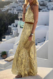 Momentlover Elegant Vacation Backless Without Belt Halter A Line Dresses