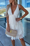 Momentlover Sexy Sweet Celebrities Solid Backless V Neck Evening Dress Dresses