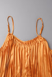 Momentlover Elegant Formal Solid Fold U Neck Dresses
