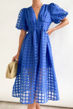 Momentlover Sweet Elegant Solid Mesh V Neck Princess Dresses