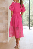 Momentlover Sweet Elegant Solid Mesh V Neck Princess Dresses