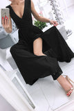 Momentlover Sexy Simplicity Solid Slit V Neck Princess Dresses