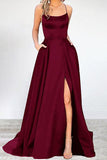 Momentlover Sexy Formal Solid High Opening U Neck Evening Dress Dresses