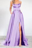 Momentlover Sexy Formal Solid High Opening U Neck Evening Dress Dresses
