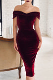 Momentlover Sexy Solid Fold Off the Shoulder One Step Skirt Dresses(4 Colors)