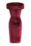 Momentlover Sexy Solid Fold Off the Shoulder One Step Skirt Dresses(4 Colors)