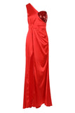 Momentlover Sexy Celebrities Solid Sequins Patchwork One Shoulder Evening Dress Dresses