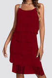 Momentlover Sexy Party Solid Tassel U Neck Sling Dress Dresses