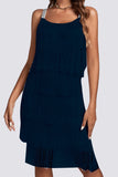 Momentlover Sexy Party Solid Tassel U Neck Sling Dress Dresses