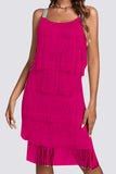Momentlover Sexy Party Solid Tassel U Neck Sling Dress Dresses