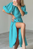 Momentlover Sexy Simplicity Solid Frenulum V Neck Waist Skirt Dresses