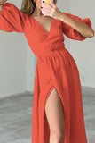 Momentlover Sexy Simplicity Solid Frenulum V Neck Waist Skirt Dresses