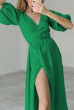 Momentlover Sexy Simplicity Solid Frenulum V Neck Waist Skirt Dresses