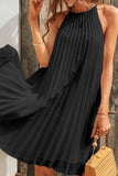Momentlover Casual Solid Fold Halter Pleated Dresses