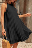 Momentlover Casual Solid Fold Halter Pleated Dresses