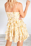 Momentlover Sweet Elegant Floral Backless Cake Skirt Dresses