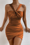 Momentlover Sexy Solid Fold Halter Wrapped Skirt Dresses