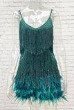 Momentlover Sexy Solid Tassel Feathers V Neck Pencil Skirt Dresses(9 Colors)