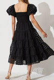 Momentlover Sweet Elegant Solid Mesh Off the Shoulder Cake Skirt Dresses