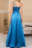 Momentlover Elegant Solid Slit Oblique Collar Evening Dress Dresses(4 Colors)