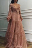 Momentlover Elegant Patchwork V Neck Princess Dresses