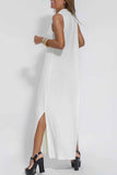 Momentlover Street Solid Patchwork V Neck Vest Dress Dresses