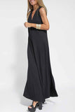 Momentlover Street Solid Patchwork V Neck Vest Dress Dresses