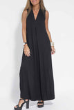 Momentlover Street Solid Patchwork V Neck Vest Dress Dresses