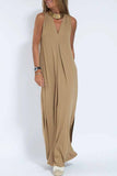 Momentlover Street Solid Patchwork V Neck Vest Dress Dresses