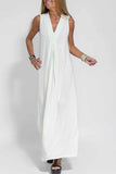 Momentlover Street Solid Patchwork V Neck Vest Dress Dresses