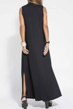 Momentlover Street Solid Patchwork V Neck Vest Dress Dresses