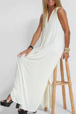 Momentlover Street Solid Patchwork V Neck Vest Dress Dresses