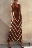 Momentlover Sexy Print Flounce V Neck A Line Dresses