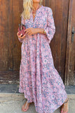 Momentlover Sweet Print Patchwork O Neck A Line Dresses