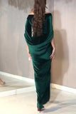 Momentlover Elegant Formal Solid Slit Fold V Neck Evening Dress Dresses