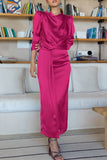 -Christmas gift Celebrities Elegant Solid Slit Scarf Collar A Line Dresses