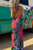 Momentlover Sexy College Print Backless U Neck Sleeveless Dress Dresses