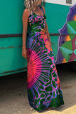 Momentlover Sexy College Print Backless U Neck Sleeveless Dress Dresses